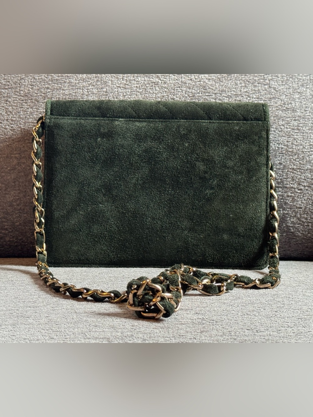 Vintage Collectif Forest Green Diamond-Quilted Evening Purse - Picture 7 of 8